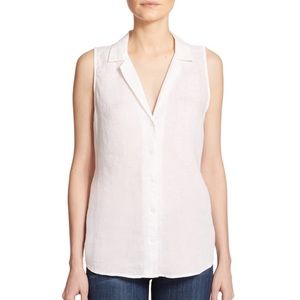 Equipment Light Pink 100% Linen Adalyn Button-down Sleeveless Blouse, size L